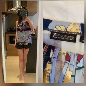 New York & co blue floral print halter top